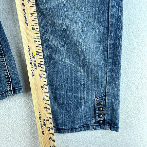 Mudd Women Jeans Blue Tag Size 1 (28x20) Low Rise Capri Medium Wash Stretch - Picture 6 of 15